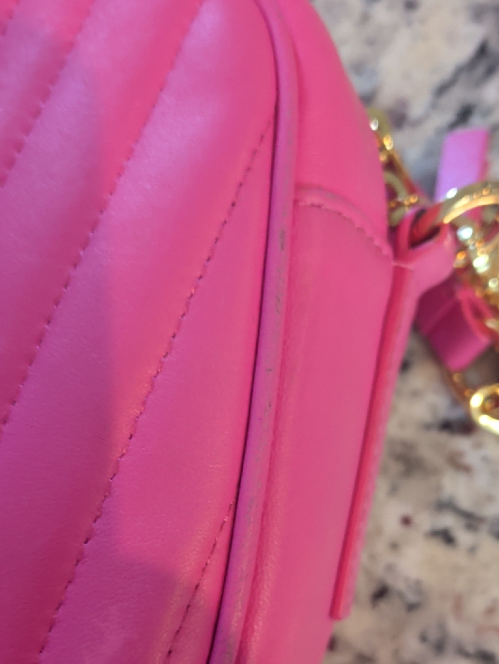 Stuart Weitzman Vibrant Pink Crossbody Bag with Gold Details, See Pics For Flaws - Picture 16 of 17